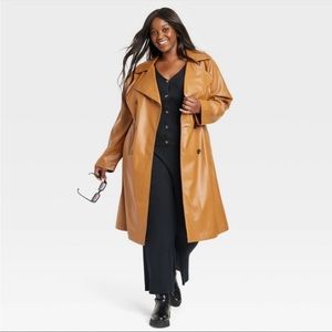 Ava + Viv | faux tan leather trench jacket sz | 3 NWOT